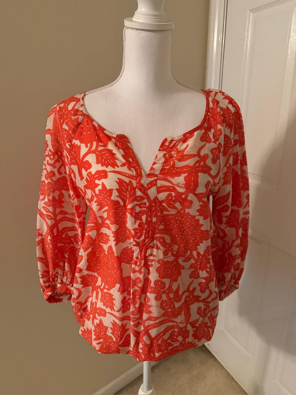 Women’s Coral Floral Peasant Blouse - Ann Taylor Loft